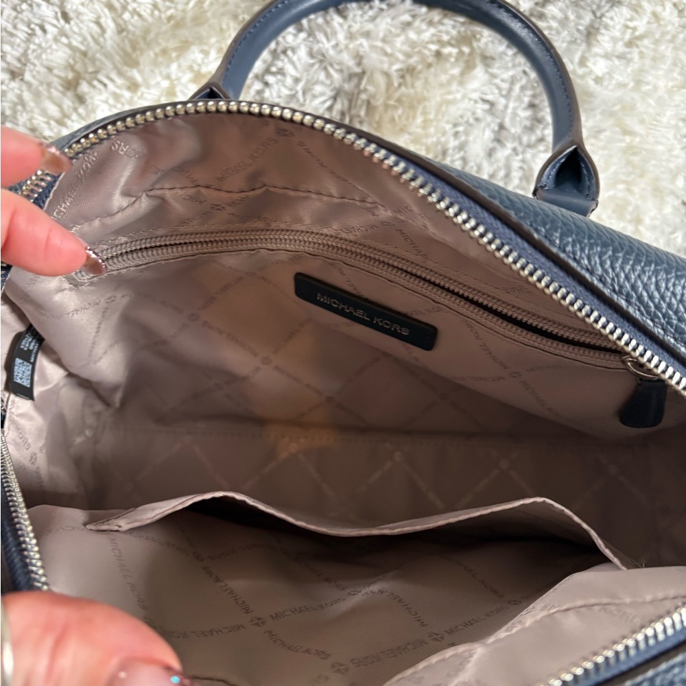 Michael Kors Dark Blue Pebbled Leather Satchel - Picture 2 of 2